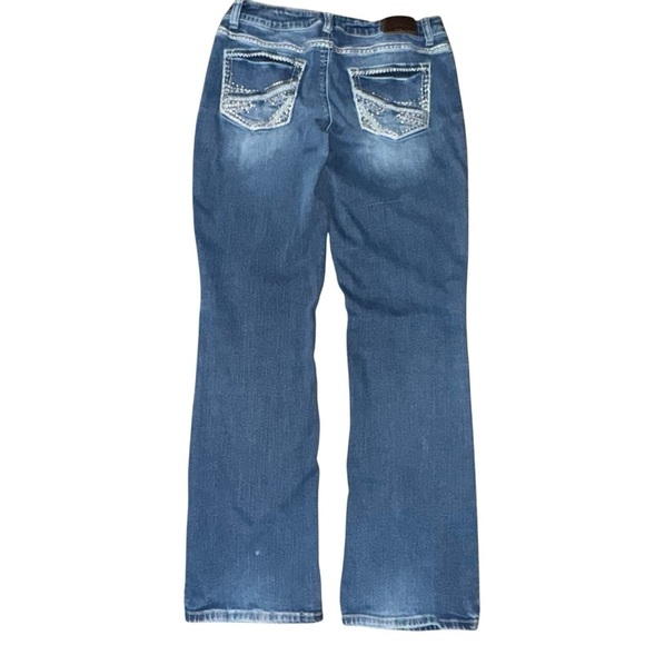 Maurice’s Women’s 9/10 Regular Blue Bootcut Low Rise Faded Denim Embroidery - Picture 3 of 6